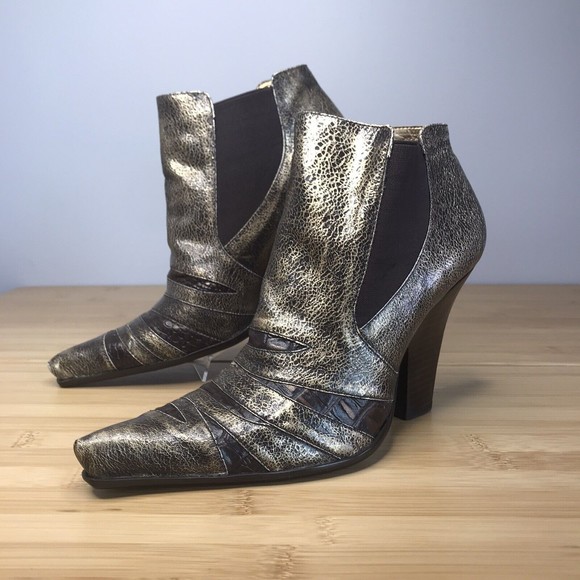 Carlos by Carlos Santana Torch Metallic Leather Booties Size 7.5 Medium Width - Picture 1 of 10